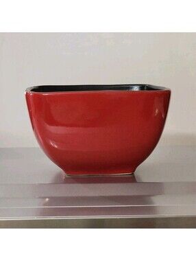 Home Trends Rave Red Square Ceramic Cereal Bowl Dishwasher Microwave Safe